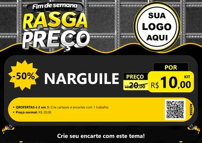 Modelo de Cartaz para Cartaz A4 Horizontal com o tema Fim de Semana Rasga Preço para Tabacaria