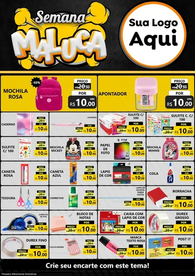 Modelo de Encarte para Encarte A4 Vertical com o tema Semana Maluca para Papelaria