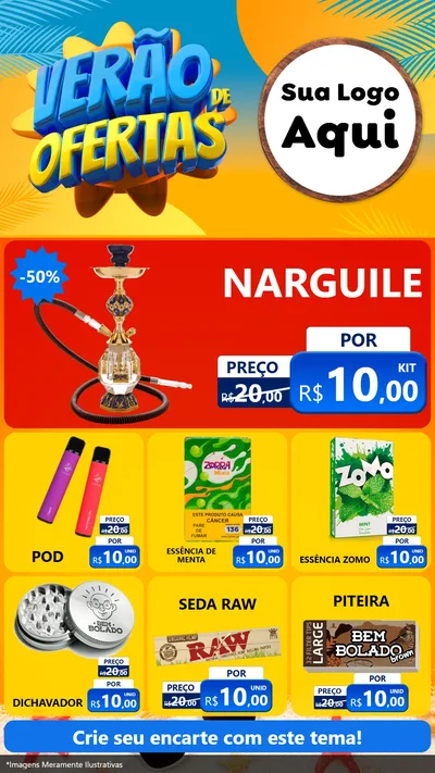 Modelo de Rede Social para Stories com o tema Verão de Ofertas para Tabacaria