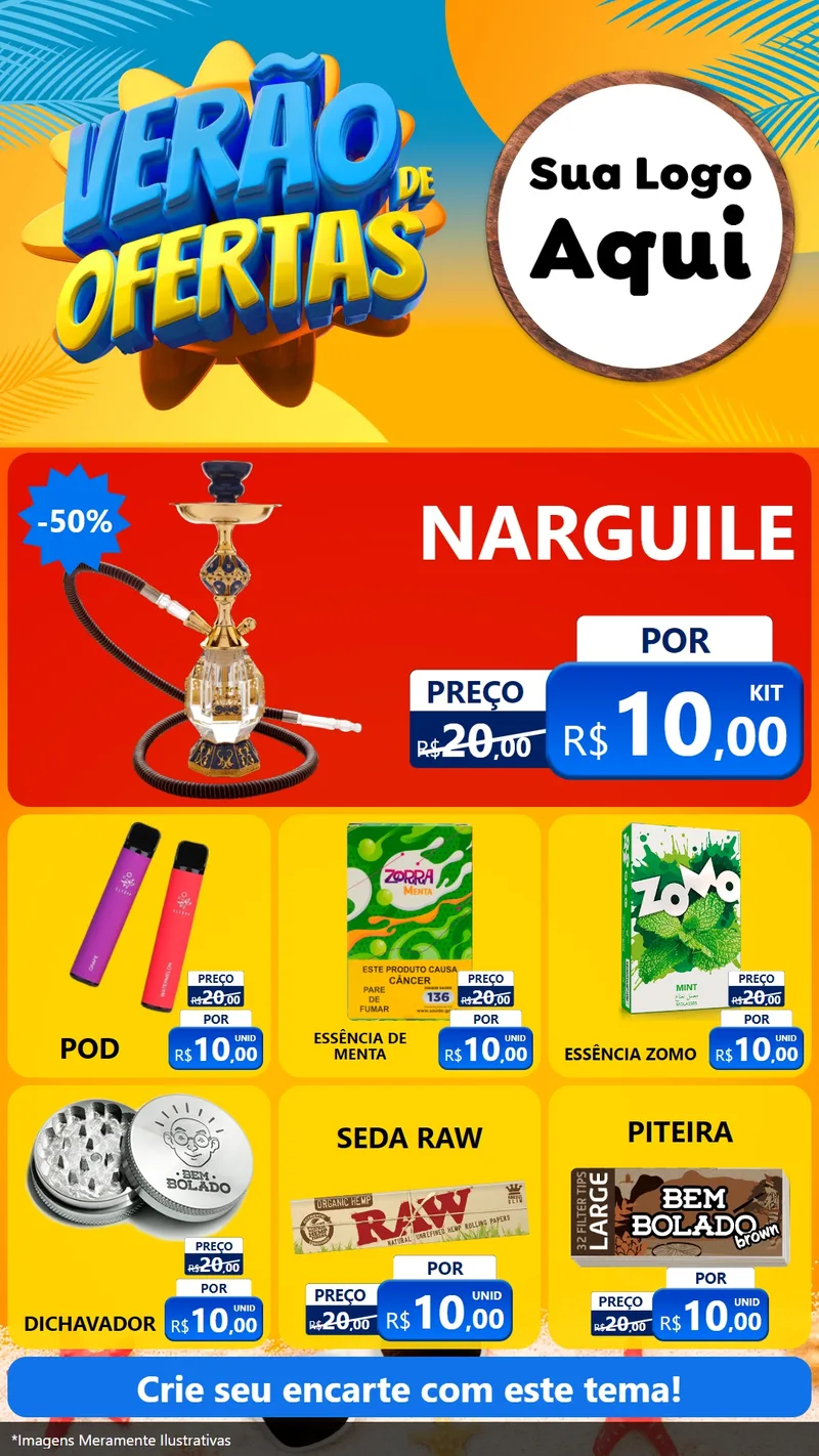Modelo de Rede Social para Stories com o tema Verão de Ofertas para Tabacaria
