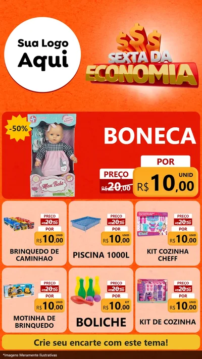 Modelo de Rede Social para Stories com o tema Sexta da Economia para Brinquedos