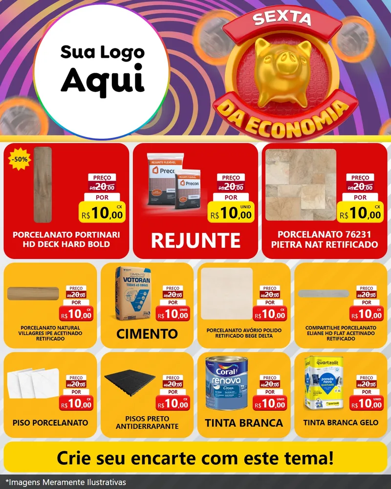 Modelo de Rede Social para Feed Instagram com o tema Sexta da Economia para Pisos e revestimentos