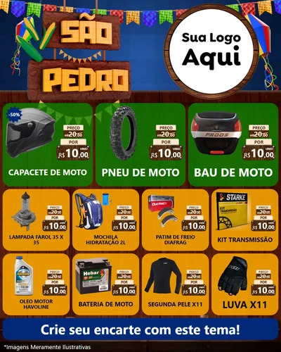 Modelo de Rede Social para Feed Instagram com o tema São Pedro para Moto peças