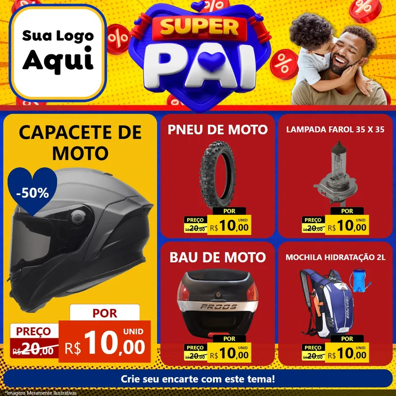 Modelo de Rede Social para Feed Facebook com o tema Super Pai para Moto peças
