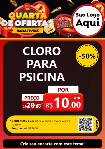 Modelo de Cartaz para Cartaz A4 Vertical com o tema Quarta de Ofertas Imbatíveis para Produtos para Piscina