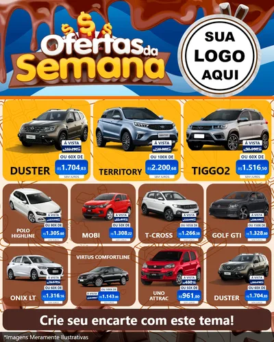 Modelo de Rede Social para Feed Instagram com o tema Ofertas da Semana - Páscoa para Concessionaria de Carros