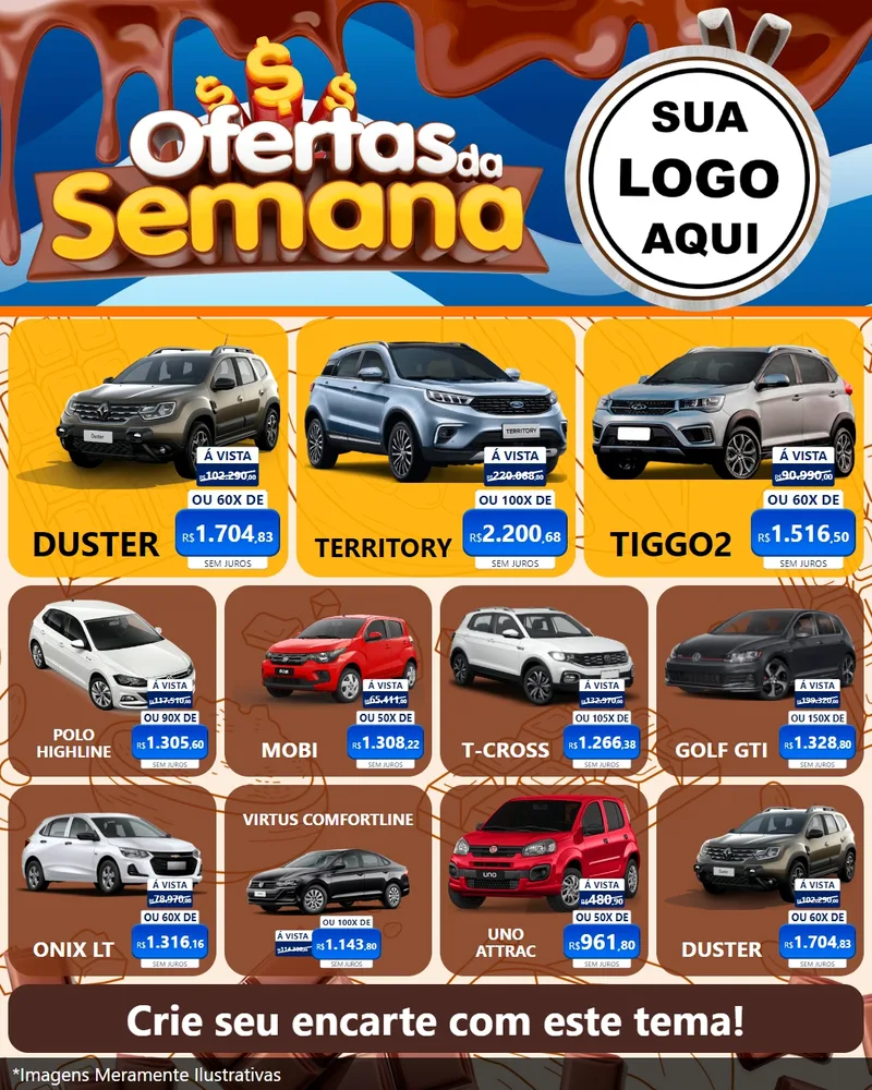 Modelo de Rede Social para Feed Instagram com o tema Ofertas da Semana - Páscoa para Concessionaria de Carros
