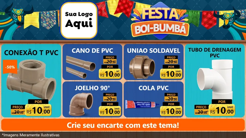 Modelo de TV para TV Horizontal com o tema Festa Boi Bumbá para Tubos e conexões