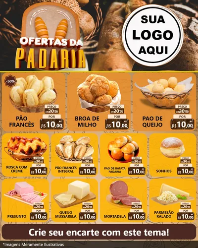 Modelo de Rede Social para Feed Instagram com o tema Ofertas da Padaria para Padaria