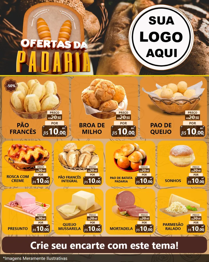 Modelo de Rede Social para Feed Instagram com o tema Ofertas da Padaria para Padaria