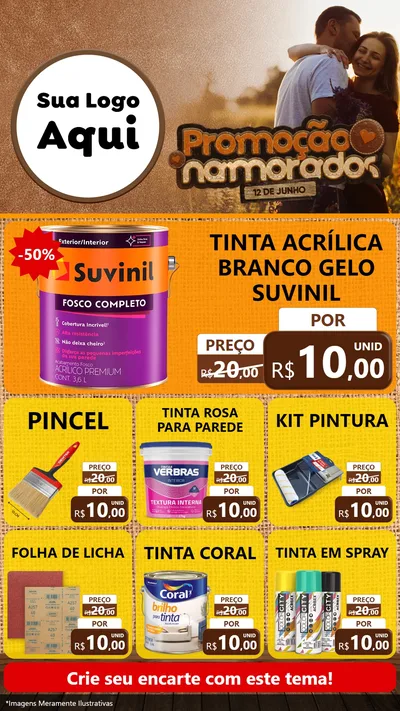 Modelo de Rede Social para Stories com o tema Promoção Namorados para Tintas e Ferramentas