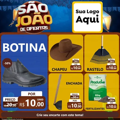 Modelo de Rede Social para Feed Facebook com o tema São João Ofertas Imbatíveis! - Junina para Agropecuária