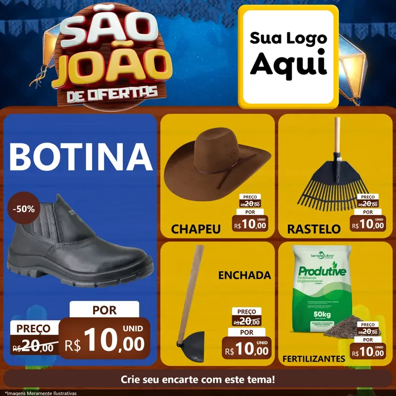 Modelo de Rede Social para Feed Facebook com o tema São João Ofertas Imbatíveis! - Junina para Agropecuária