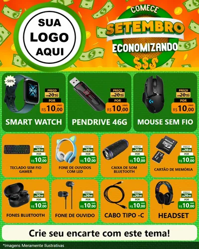 Modelo de Rede Social para Feed Instagram com o tema Comece Setembro Economizando para Informática
