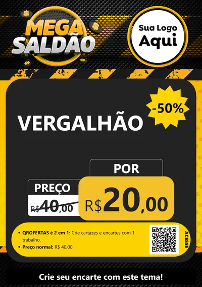 Modelo de Cartaz para Cartaz A4 Vertical com o tema Mega Saldão para Ferragens