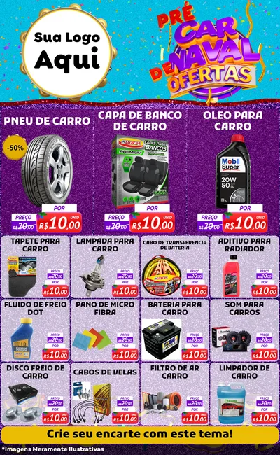 Modelo de Encarte para Encarte Grande com o tema Pré Carnaval de Ofertas para Auto peças