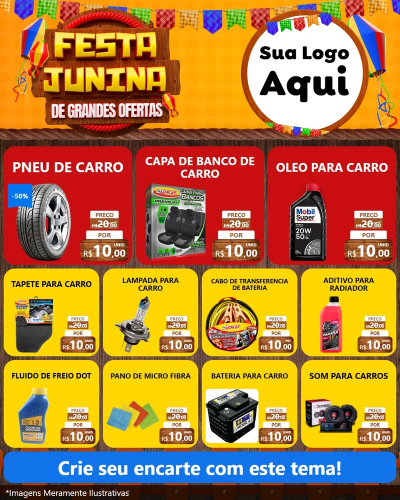 Modelo de Rede Social para Feed Instagram com o tema Festa Junina de Grandes Ofertas para Auto peças