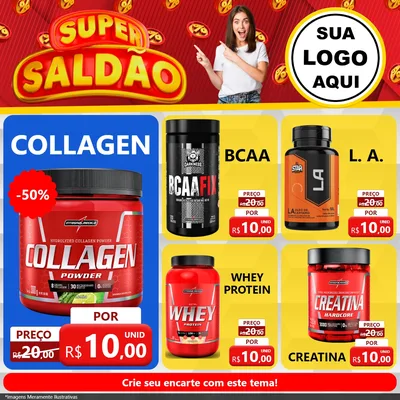 Modelo de Rede Social para Feed Facebook com o tema Super Saldão para Suplementos alimentares