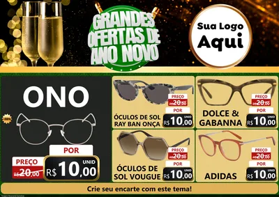 Modelo de Encarte para Encarte A4 Horizontal com o tema Grandes Ofertas de Ano Novo para Óticas