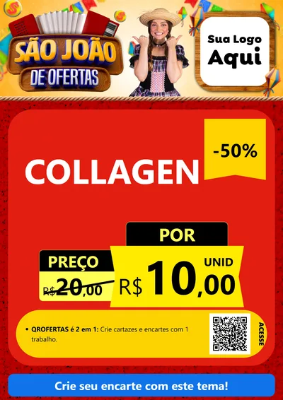 Modelo de Cartaz para Cartaz A4 Vertical com o tema São João de Ofertas para Suplementos alimentares