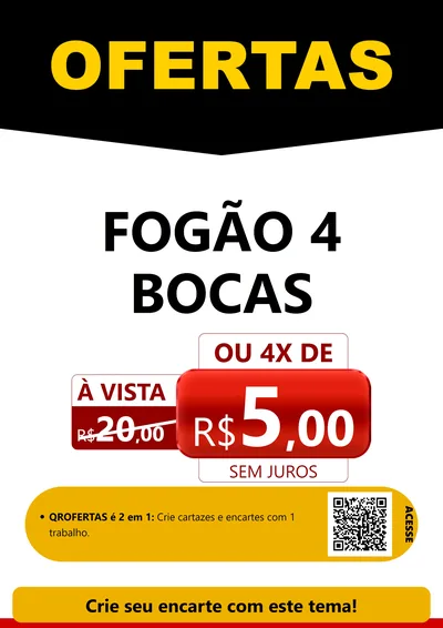 Modelo de Cartaz para Cartaz A4 Vertical com o tema Ofertas Preto e Vermelho Cartaz para Móveis e Eletro