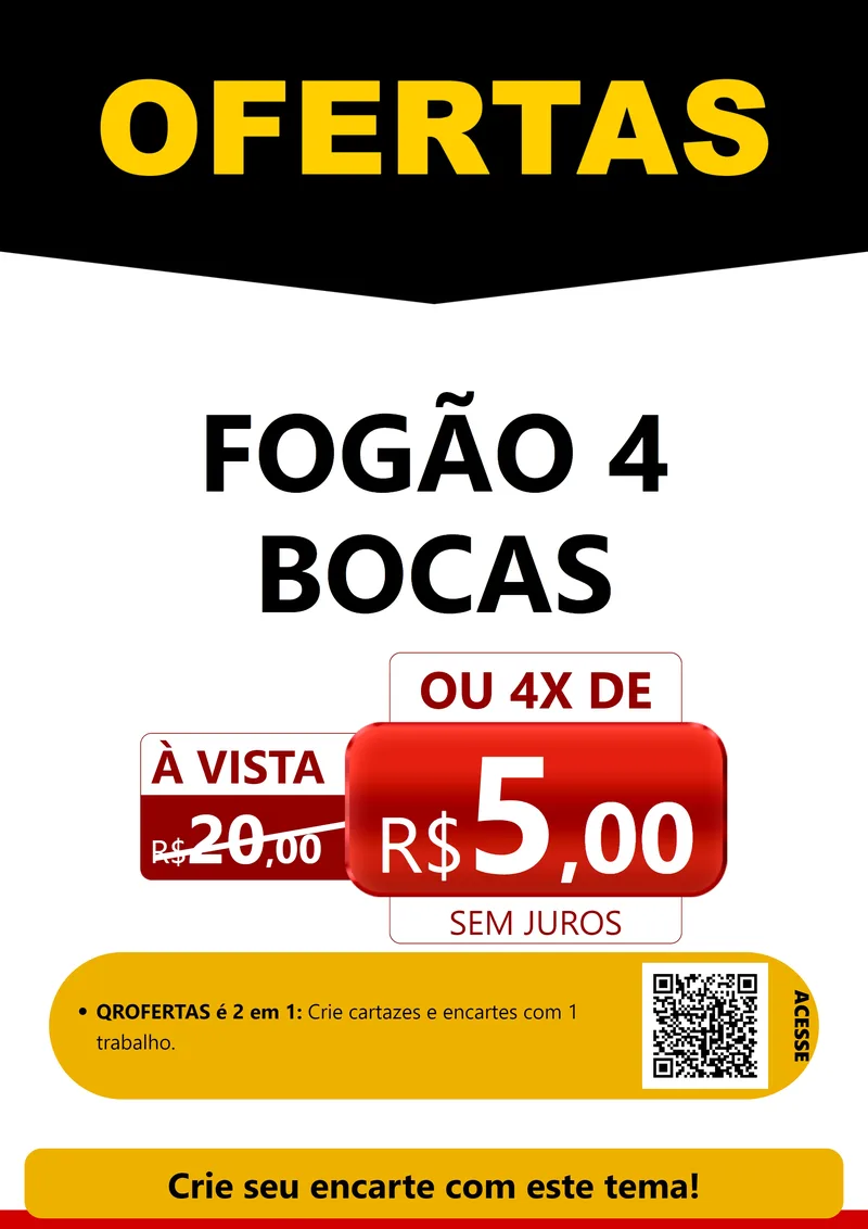 Modelo de Cartaz para Cartaz A4 Vertical com o tema Ofertas Preto e Vermelho Cartaz para Móveis e Eletro