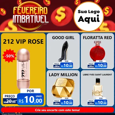 Modelo de Rede Social para Feed Facebook com o tema Fevereiro Imbatível para Perfumes