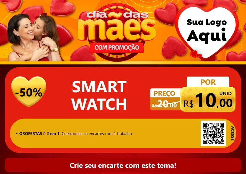 Modelo de Cartaz para Cartaz A4 Horizontal com o tema Dia das Mães com Promoção para Informática