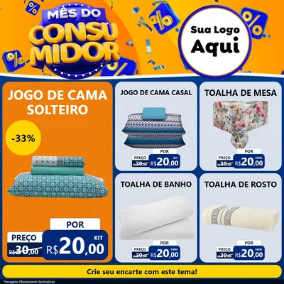 Modelo de Rede Social para Feed Facebook com o tema Mês do Consumidor para Cama, Mesa e Banho