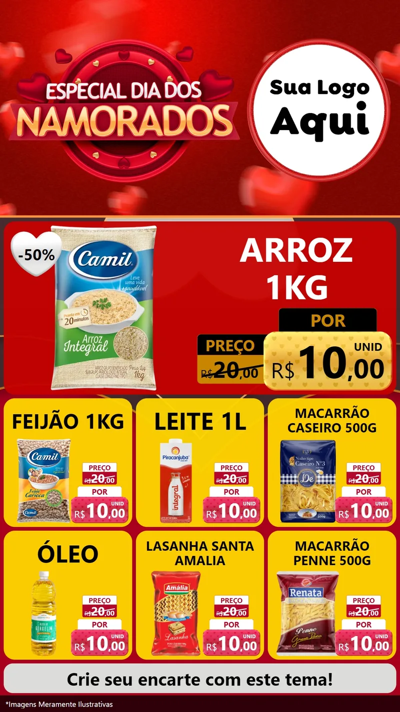 Modelo de Rede Social para Stories com o tema Especial Dia Dos Namorados para Supermercado