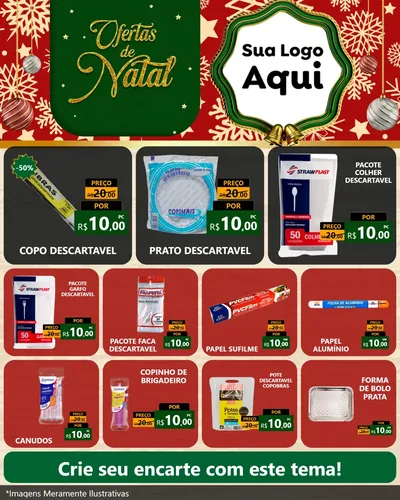 Modelo de Rede Social para Feed Instagram com o tema Natal de Ofertas para Embalagens