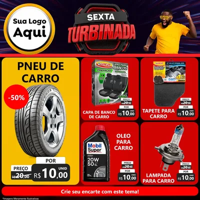 Modelo de Rede Social para Feed Facebook com o tema Sexta Turbinada para Auto peças