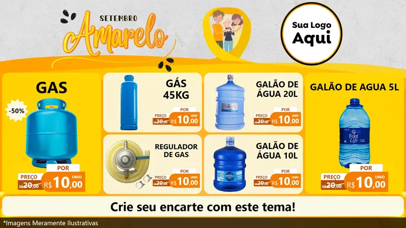 Modelo de TV para TV Horizontal com o tema Setembro Amarelo para Água e gás