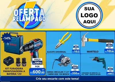 Modelo de Encarte para Encarte A4 Horizontal com o tema Oferta Relâmpago para Maquinas e Ferramentas