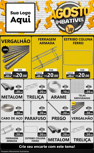 Modelo de Encarte para Encarte Grande com o tema Agosto imbatível para Ferragens