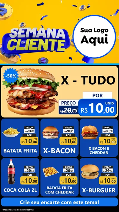 Modelo de Rede Social para Stories com o tema Semana do Cliente para Hamburgueria