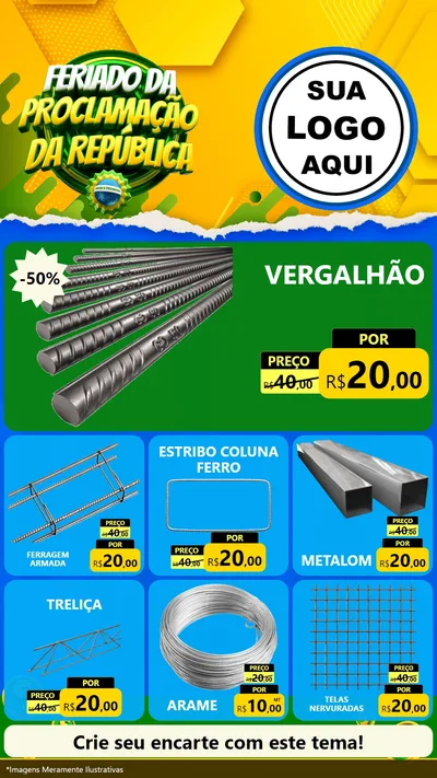 Modelo de Rede Social para Stories com o tema Feriado da Proclamação da República para Ferragens