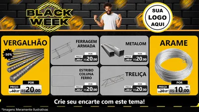 Modelo de TV para TV Horizontal com o tema Black Week para Ferragens