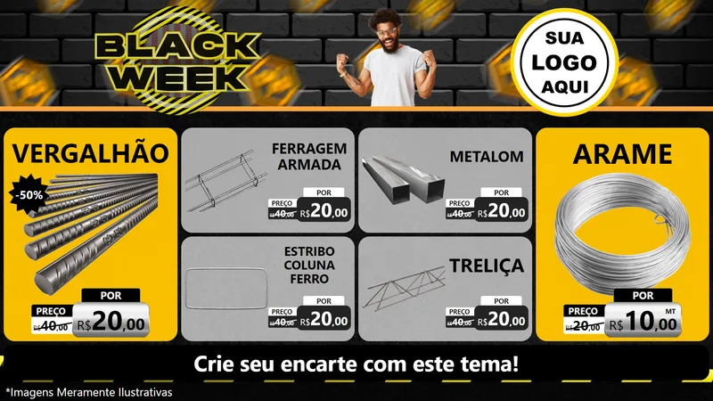Modelo de TV para TV Horizontal com o tema Black Week para Ferragens