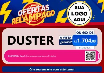 Modelo de Cartaz para Cartaz A4 Horizontal com o tema Ofertas Relâmpago para Concessionaria de Carros