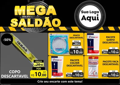 Modelo de Encarte para Encarte A4 Horizontal com o tema Mega Saldão para Embalagens