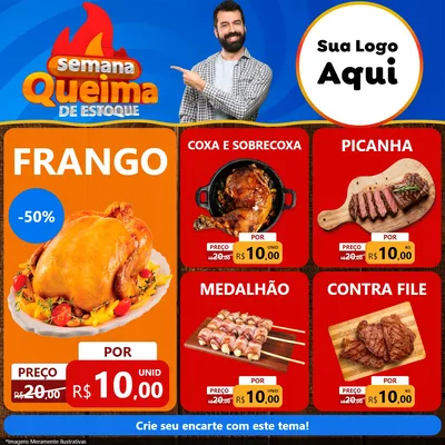 Modelo de Rede Social para Feed Facebook com o tema Semana Queima de Estoque para Assados