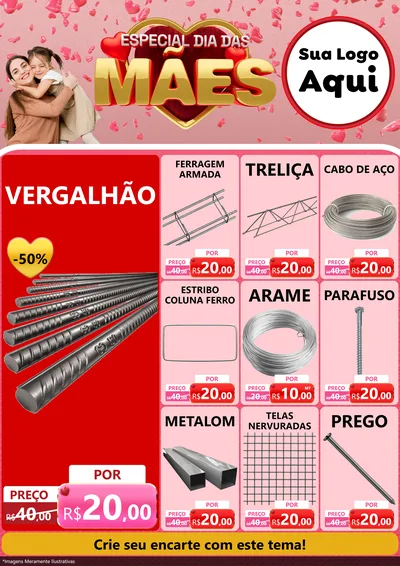Modelo de Encarte para Encarte A4 Vertical com o tema Especial Dia Das Mães para Ferragens