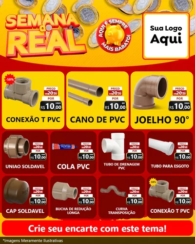 Modelo de Rede Social para Feed Instagram com o tema Semana do Real para Tubos e conexões
