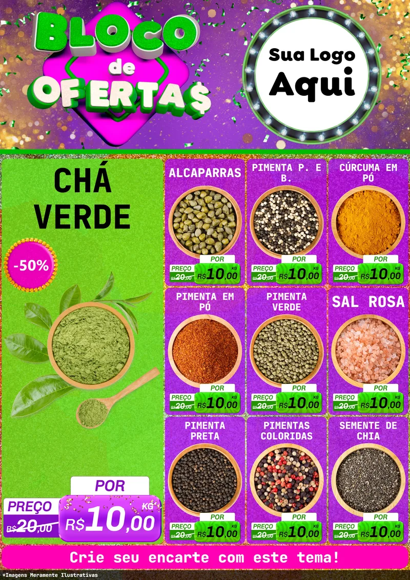 Modelo de Encarte para Encarte A4 Vertical com o tema Bloco de Ofertas para Produtos Naturais