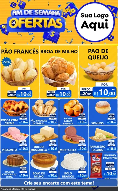 Modelo de Encarte para Encarte Grande com o tema Fim de Semana de Ofertas para Padaria