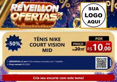 Modelo de Cartaz para Cartaz A4 Horizontal com o tema Réveillon de Ofertas para Calçados