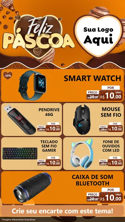 Modelo de TV para TV Vertical com o tema Feliz Páscoa para Informática