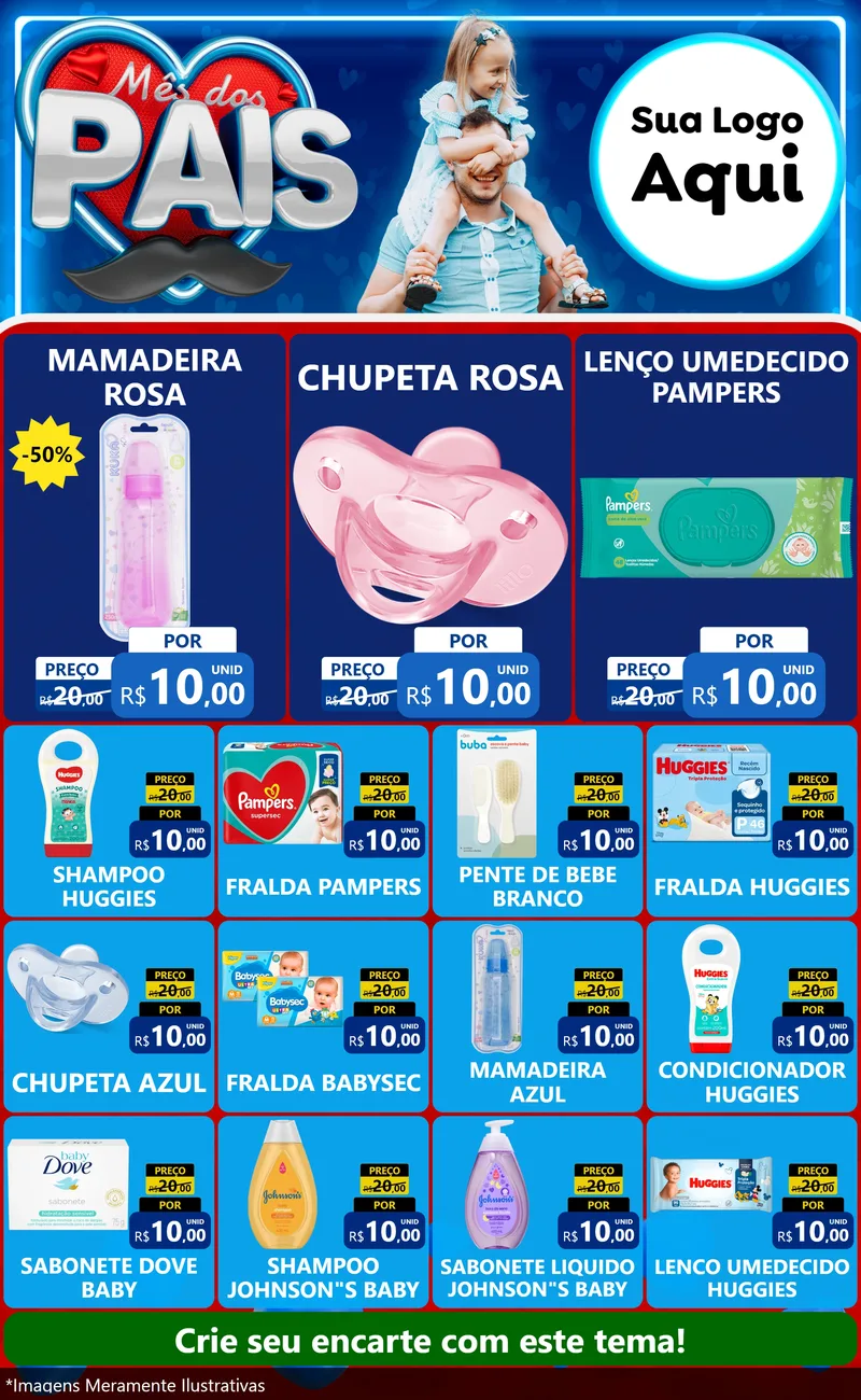 Modelo de Encarte para Encarte Grande com o tema Mês Dos Pais para Bebês