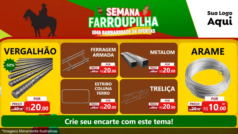 Modelo de TV para TV Horizontal com o tema Semana Farroupilha - Uma Barbaridade de Ofertas para Ferragens